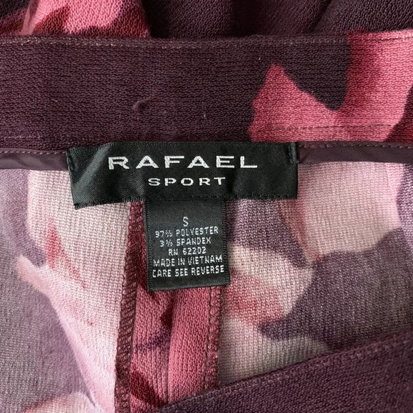 Rafael High Waisted Floral Pants S Maroon Pink Straight Leg Elastic Waist - Picture 5 of 5